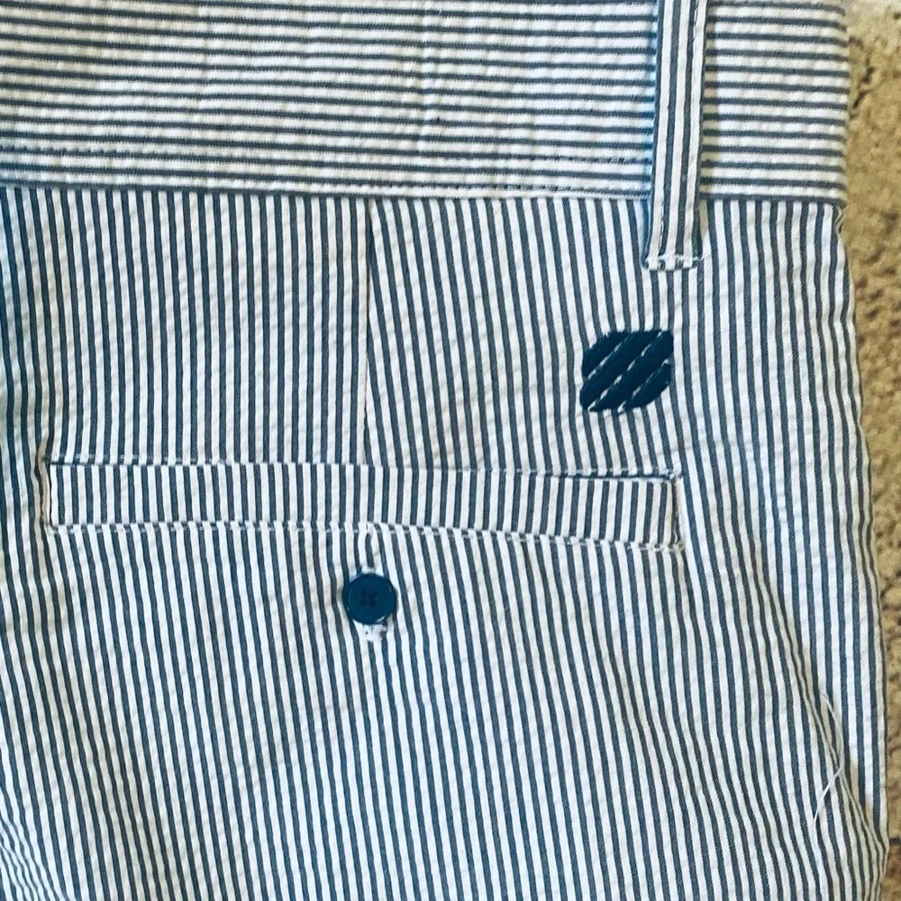 Men’s Blue White Seersucker Shorts 10.5” Inseam Size 38 NWOT